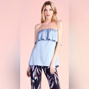 TYCHE HAMMERED STRAPLESS SATIN TOP NEW MEDIUM